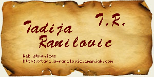Tadija Ranilović vizit kartica